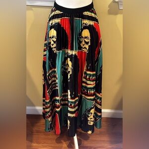 Colorful Graphic Pleated Bob Marley Print Women's Maxi Skirt